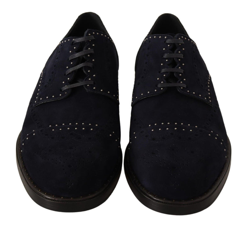 Zapatos Derby de ante azul con tachuelas de Dolce & Gabbana