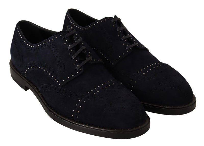 Zapatos Derby de ante azul con tachuelas de Dolce & Gabbana