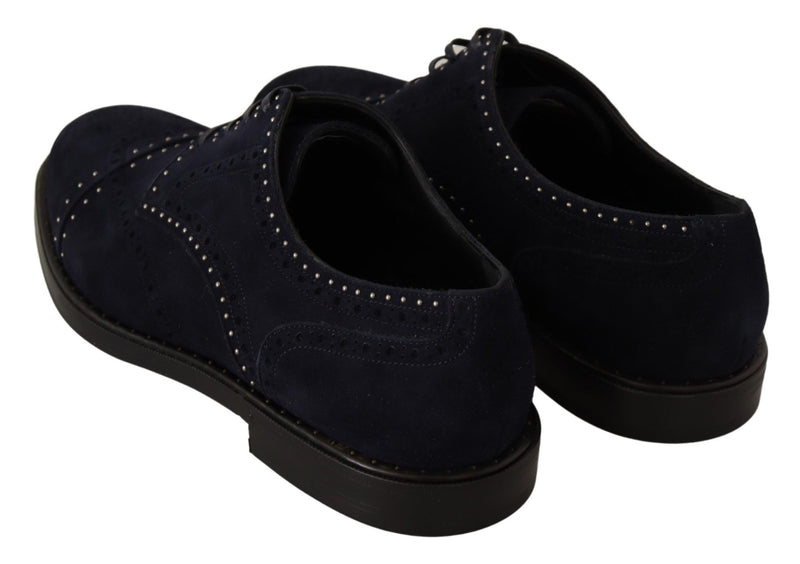 Zapatos Derby de ante azul con tachuelas de Dolce & Gabbana