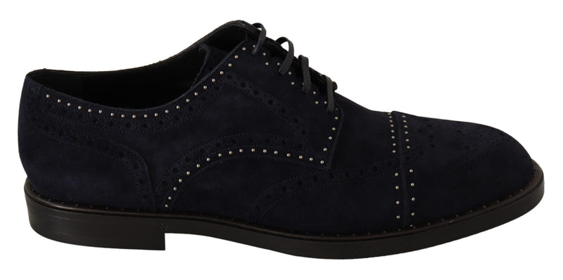 Zapatos Derby de ante azul con tachuelas de Dolce & Gabbana