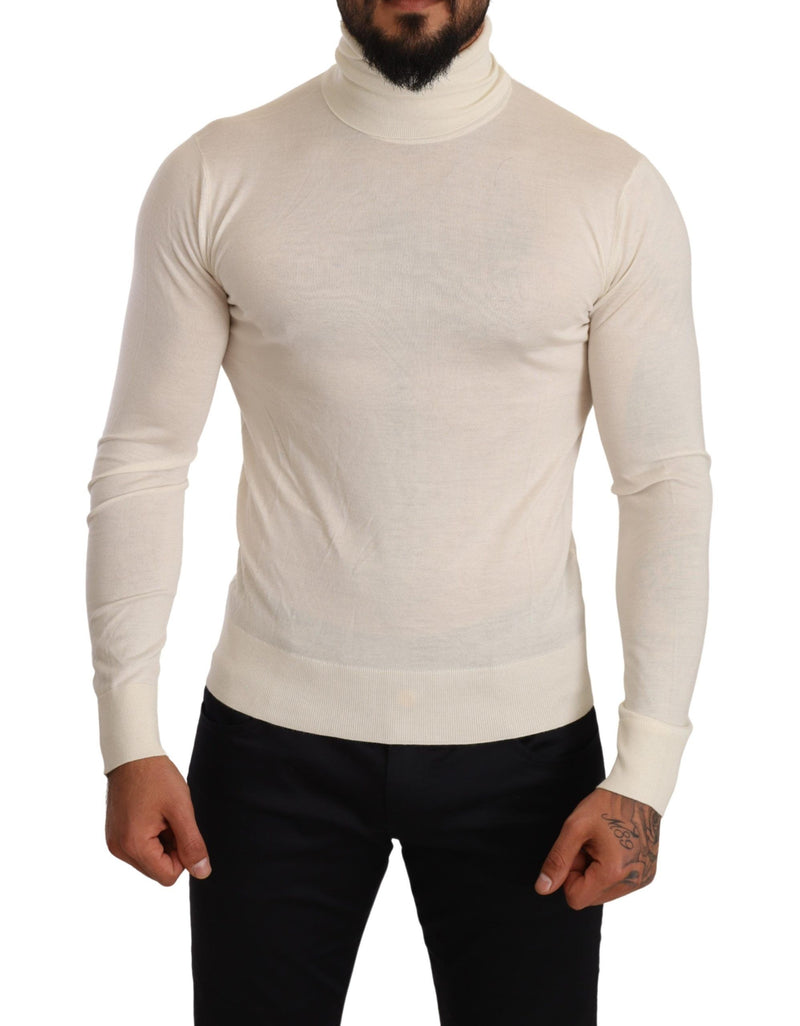 Maglione dolcevita in cashmere color crema Dolce & Gabbana