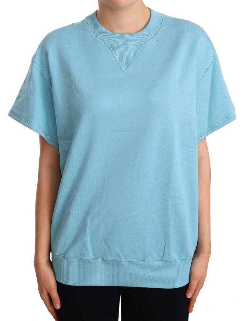 Maglia girocollo a maniche corte in cotone blu Dolce & Gabbana