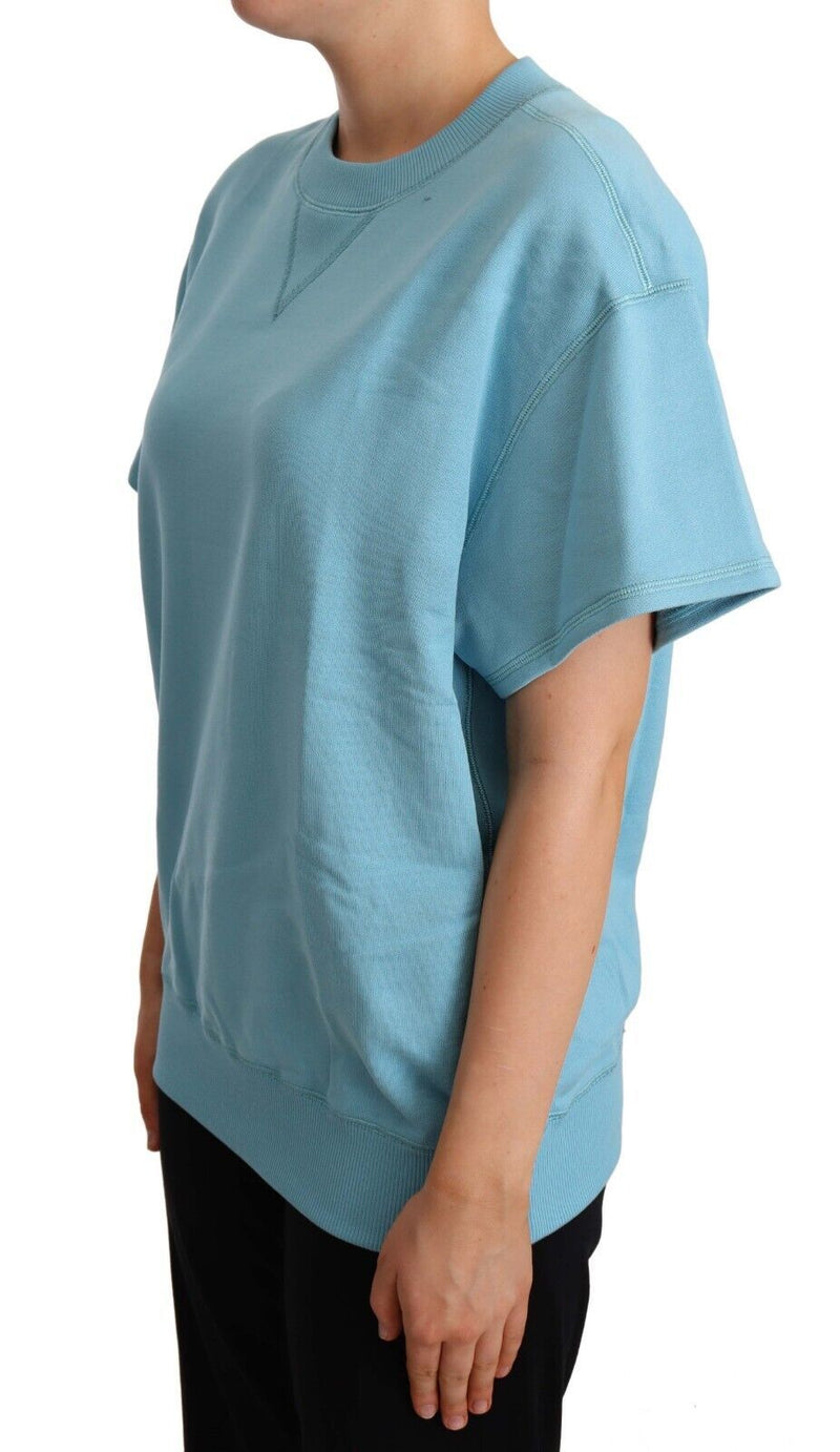 Maglia girocollo a maniche corte in cotone blu Dolce & Gabbana