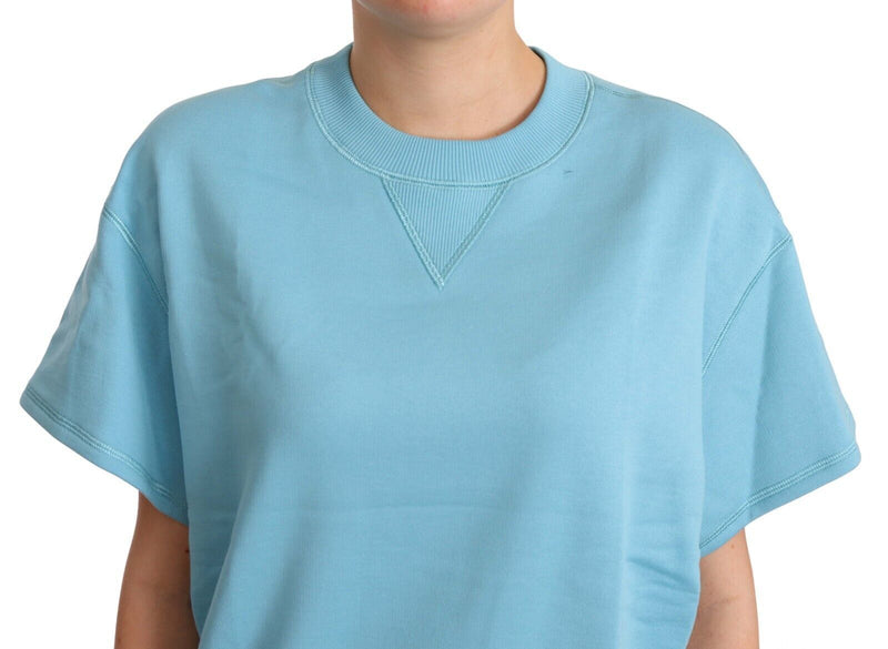 Maglia girocollo a maniche corte in cotone blu Dolce & Gabbana