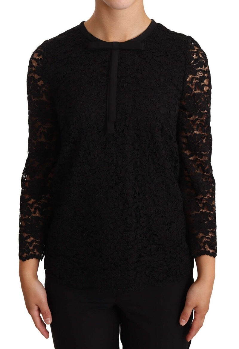 Blouse en dentelle florale noire en nylon Dolce & Gabbana