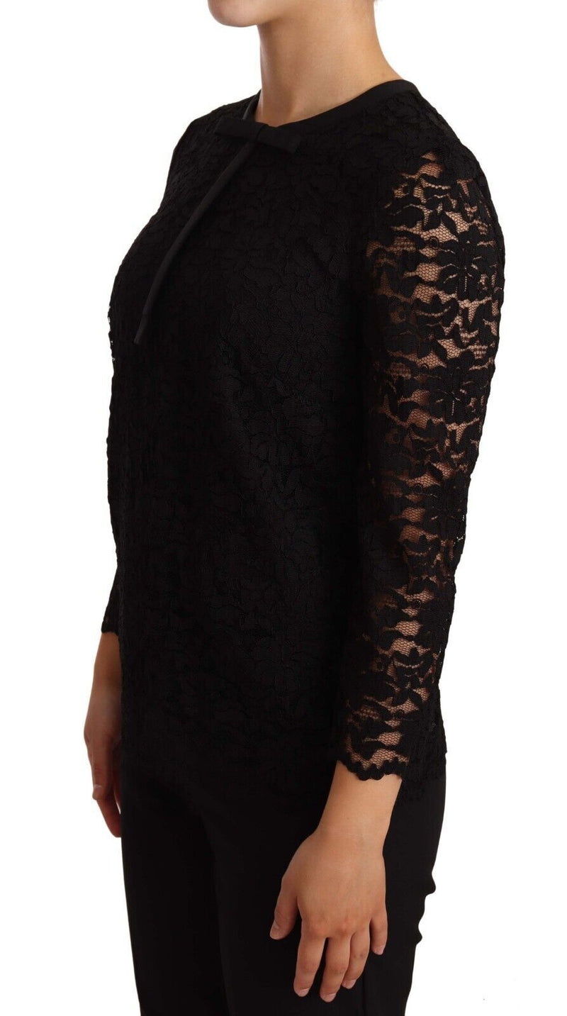 Blouse en dentelle florale noire en nylon Dolce & Gabbana
