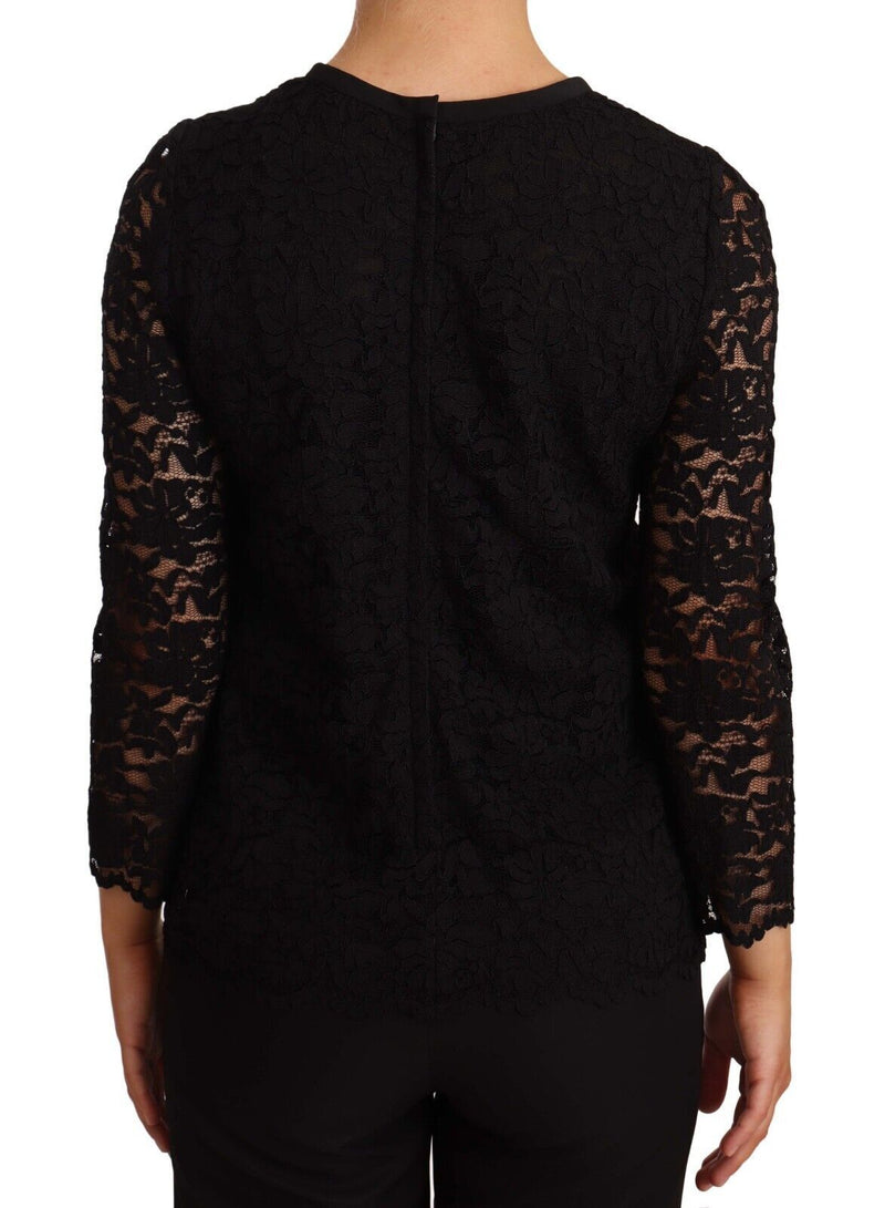 Blouse en dentelle florale noire en nylon Dolce & Gabbana