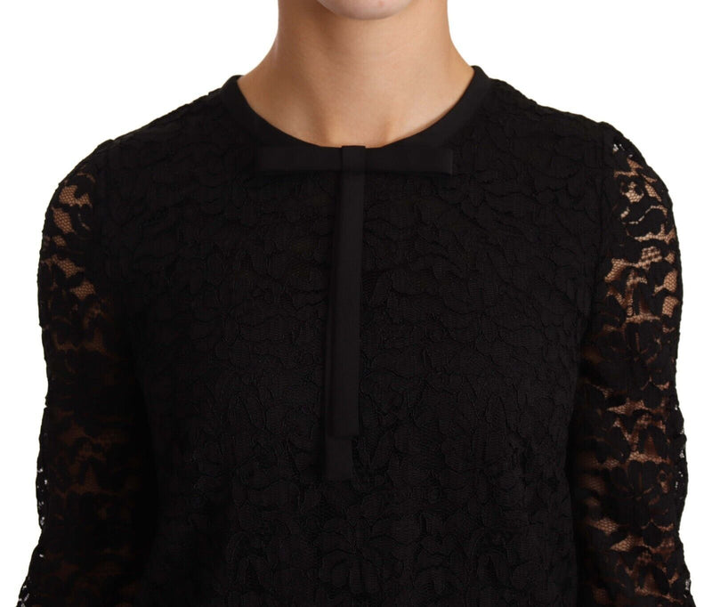 Blouse en dentelle florale noire en nylon Dolce & Gabbana