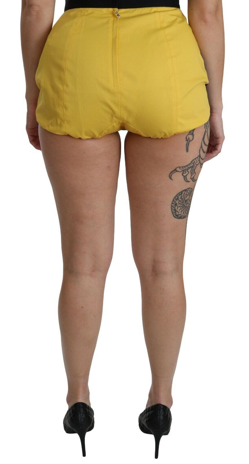 Shorts hot pants de algodão amarelo e preto com aplicações de joias Dolce & Gabbana