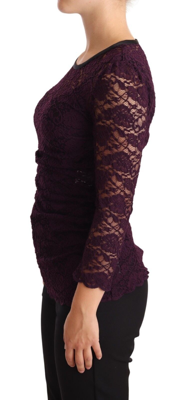 Blouse à manches longues en dentelle violette Dolce & Gabbana