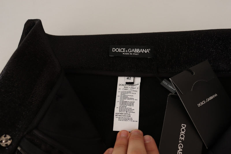 Pantalones de algodón elástico negros con hilo de lúrex plateado de Dolce & Gabbana