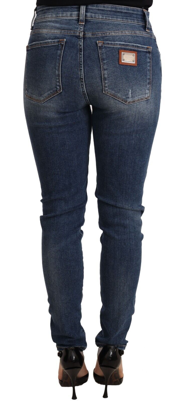 Vaqueros pitillo de denim elástico azul lavado de Dolce & Gabbana