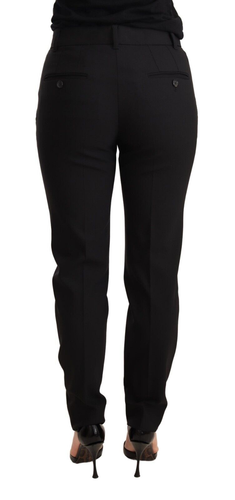 Pantalon fuselé pour femme en laine vierge noire Dolce & Gabbana