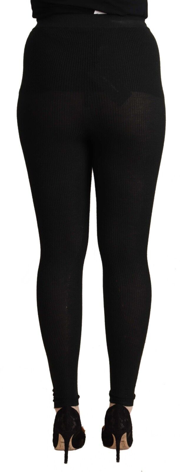 Calça Dolce & Gabbana preta de cashmere com cintura stretch