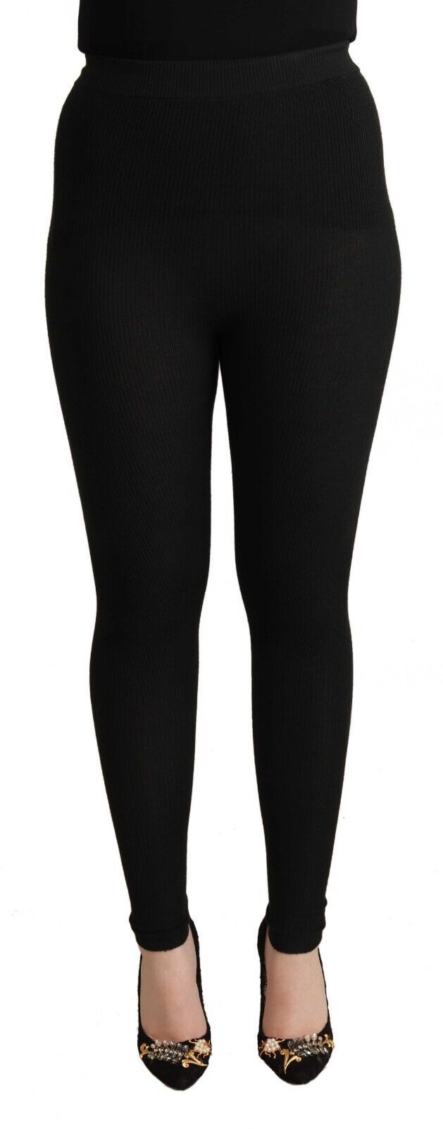 Calça Dolce & Gabbana preta de cashmere com cintura stretch