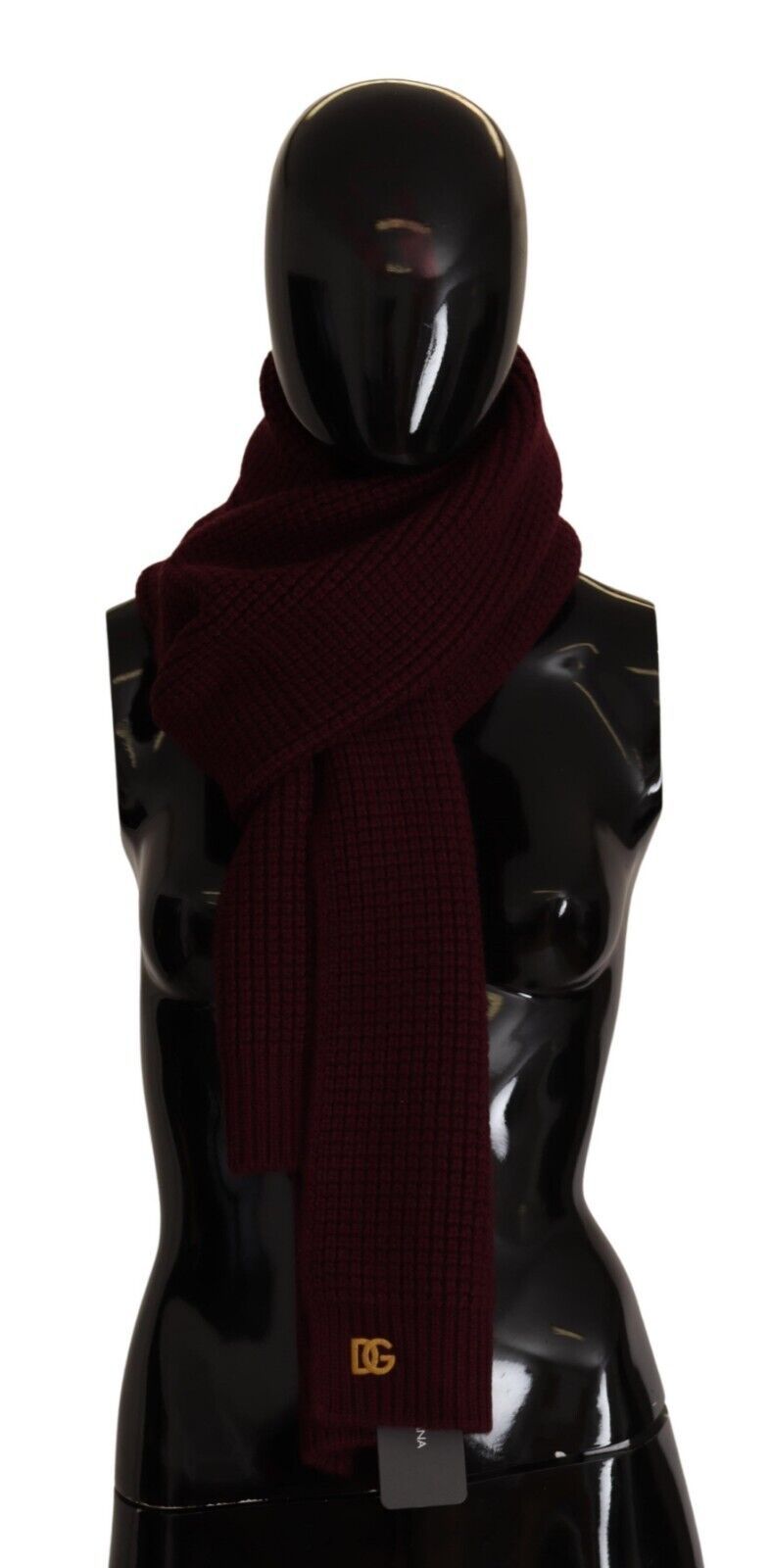 Écharpe châle en maille de cachemire rouge foncé à logo Dolce & Gabbana