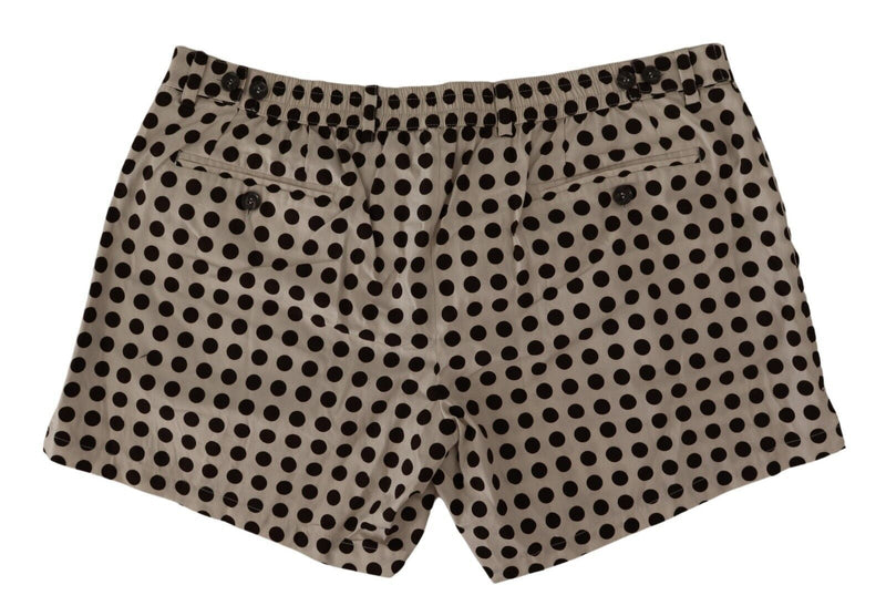 Pantalones cortos de algodón y lino Dolce & Gabbana negros y blancos con lunares