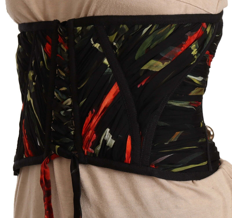 Haut en soie noire en tissu stretch avec ceinture corset et bretelles à la taille Dolce & Gabbana