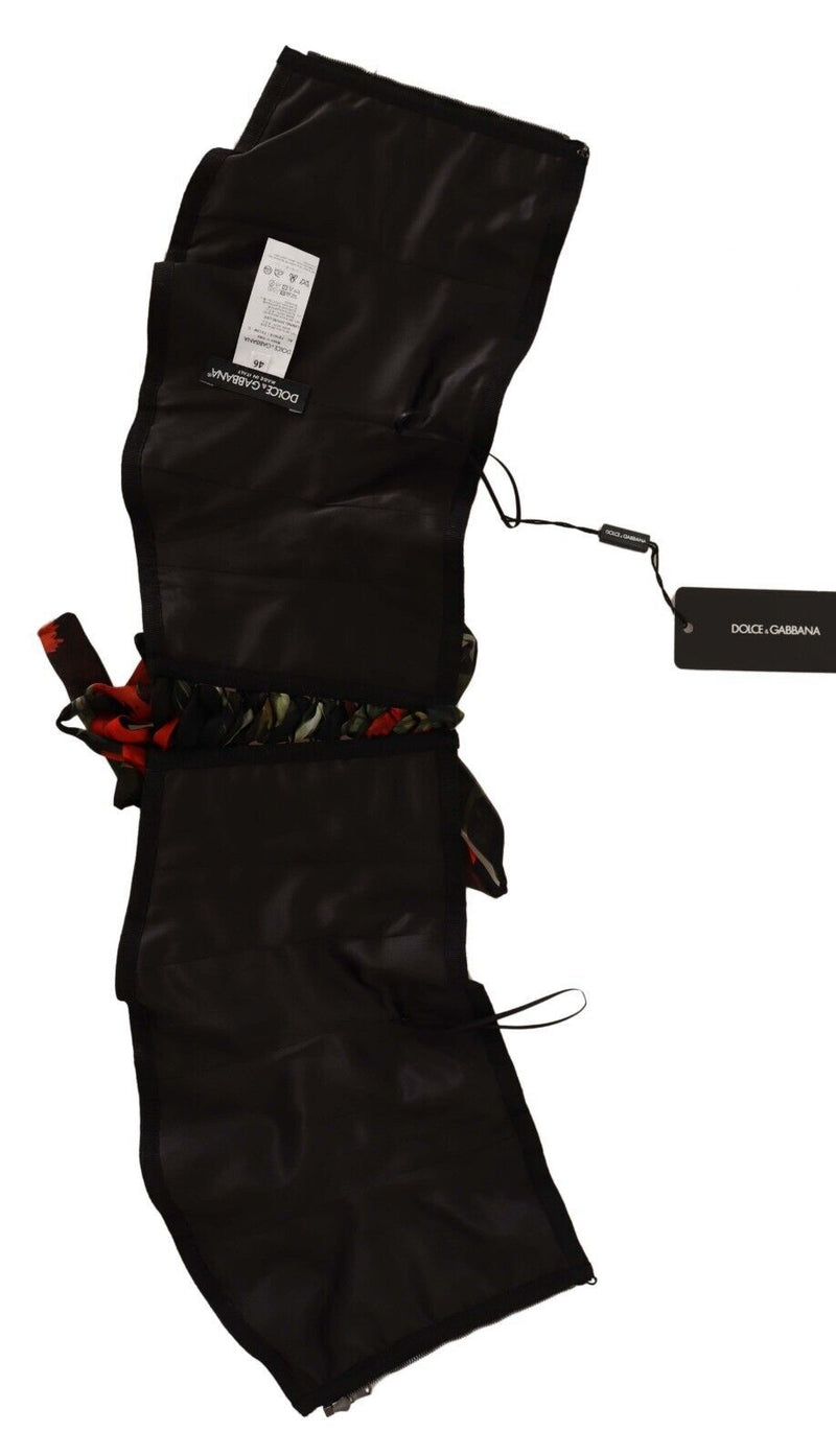 Haut en soie noire en tissu stretch avec ceinture corset et bretelles à la taille Dolce & Gabbana