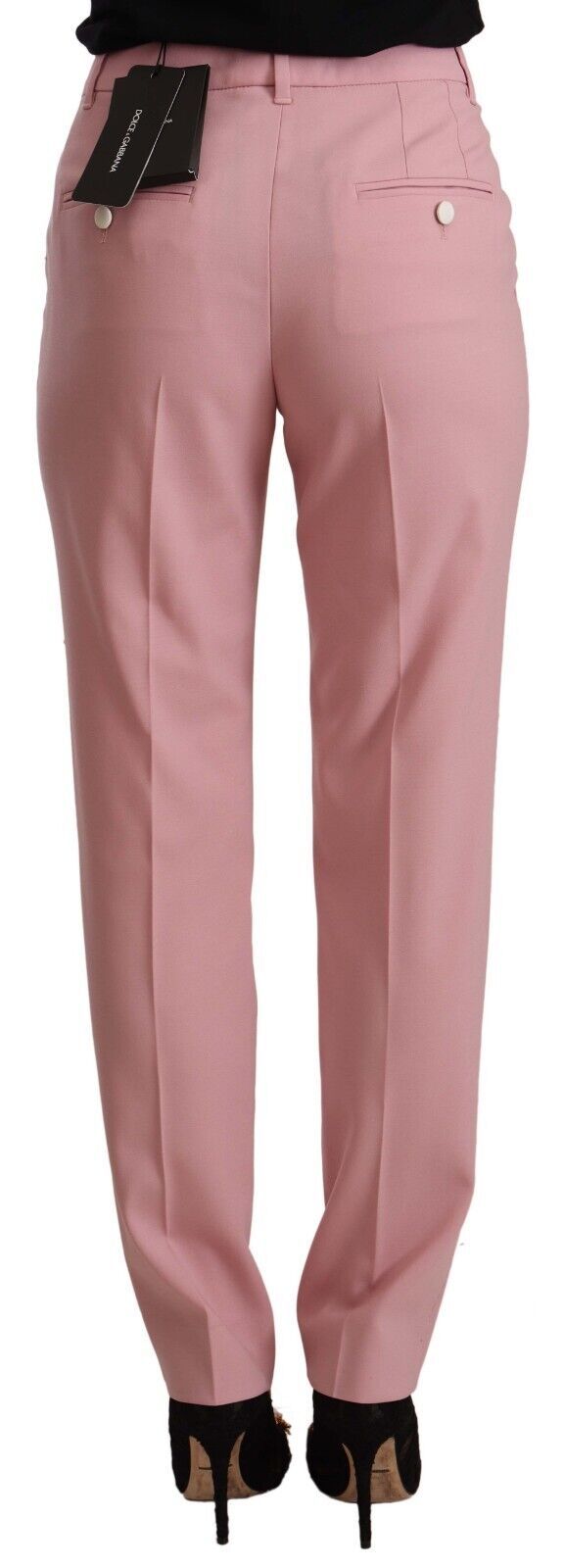 Dolce & Gabbana Pantaloni a vita alta in lana rosa elasticizzata