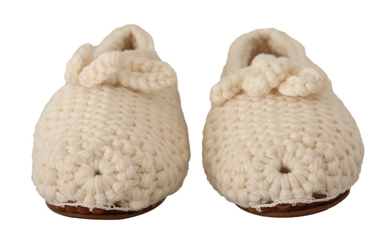 Dolce & Gabbana Ballerine slip-on bianche in maglia di lana