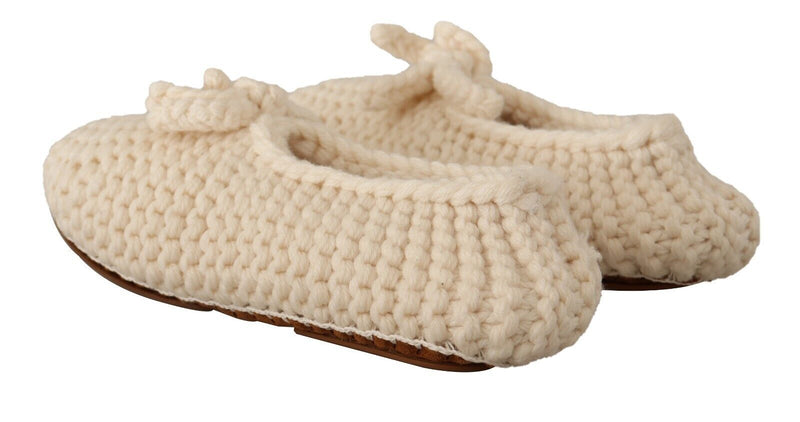 Dolce & Gabbana Ballerine slip-on bianche in maglia di lana