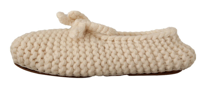 Dolce & Gabbana Ballerine slip-on bianche in maglia di lana