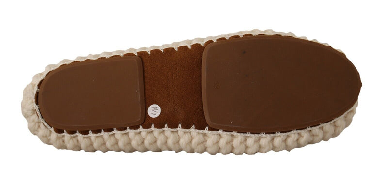Dolce & Gabbana Ballerine slip-on bianche in maglia di lana