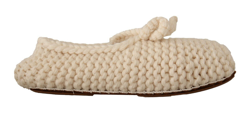 Dolce & Gabbana Ballerine slip-on bianche in maglia di lana