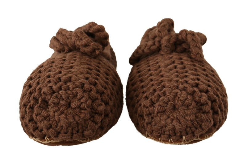 Ballerines plates en maille de laine marron, à enfiler Dolce & Gabbana