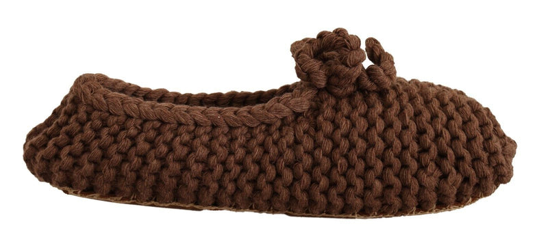 Ballerines plates en maille de laine marron, à enfiler Dolce & Gabbana
