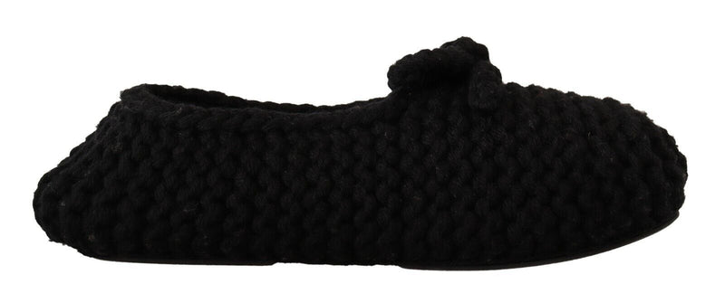 Dolce & Gabbana Ballerine nere senza lacci in maglia di lana