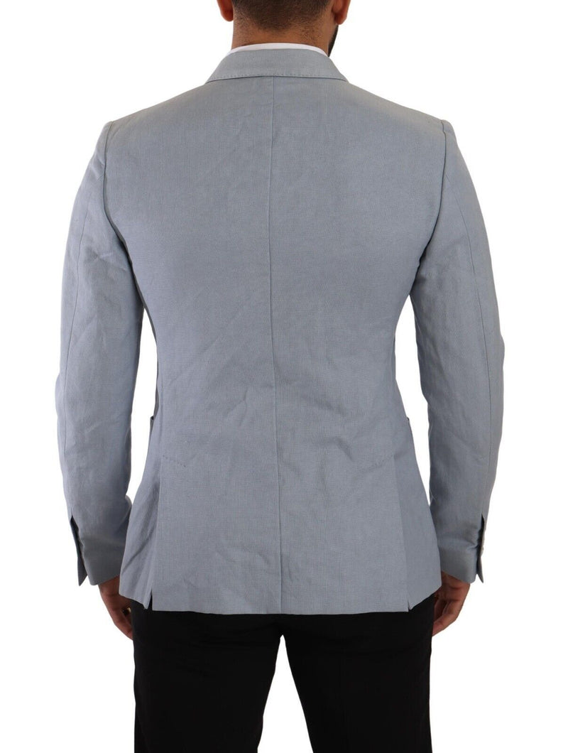 Chaqueta americana de corte entallado de algodón y lino azul de Dolce & Gabbana