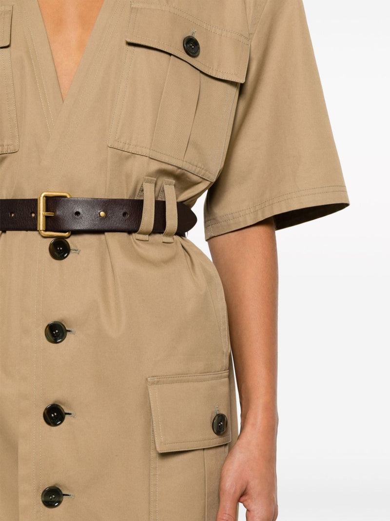 Saint Laurent Cotton twill midi dress | Urbalenti™ NYC