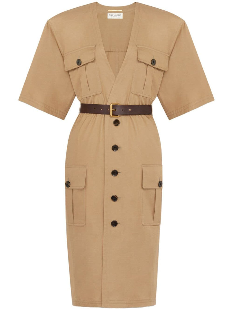 Saint Laurent Cotton twill midi dress | Urbalenti™ NYC