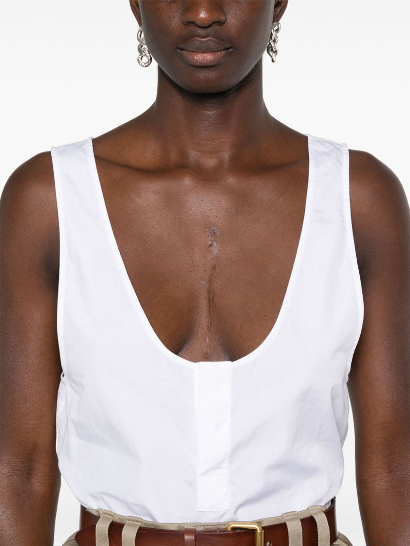 Saint Laurent semi-sheer Henley Tank Top | Urbalenti™ NYC