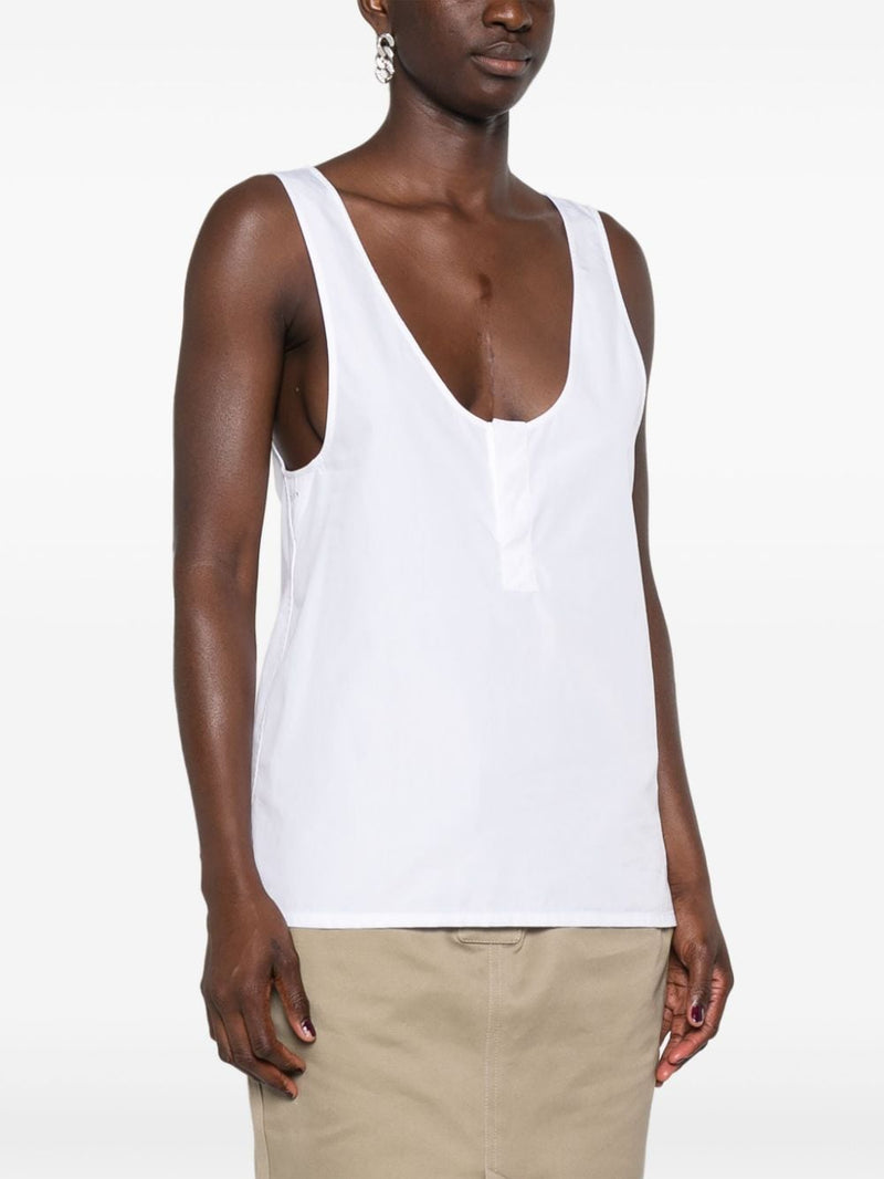 Saint Laurent semi-sheer Henley Tank Top | Urbalenti™ NYC