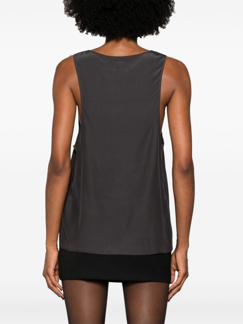 Saint Laurent Henley-neck silk tank top | Urbalenti™ NYC