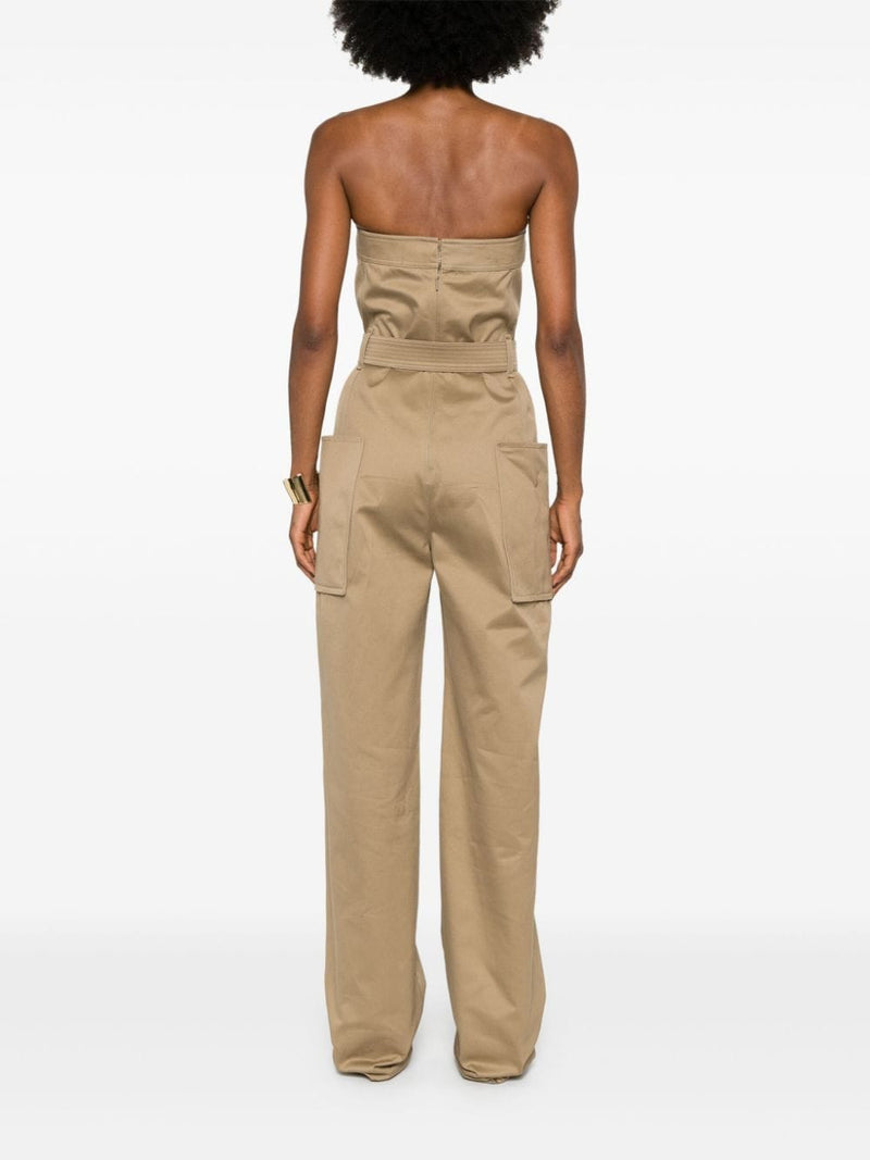 Saint Laurent strapless belted cotton jumpsuit | Urbalenti... | Urbalenti™ NYC