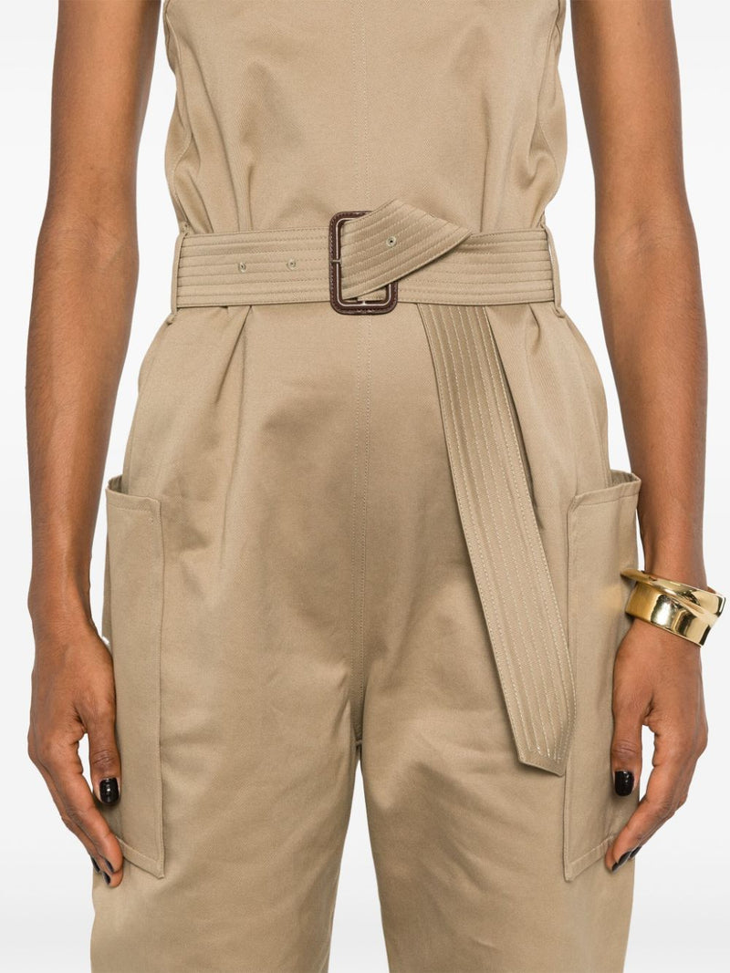 Saint Laurent strapless belted cotton jumpsuit | Urbalenti... | Urbalenti™ NYC