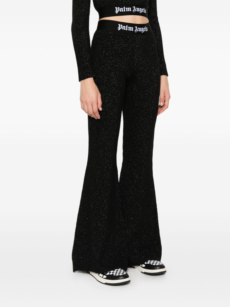 Palm Angels Logo lurex flared trousers | Urbalenti™ NYC