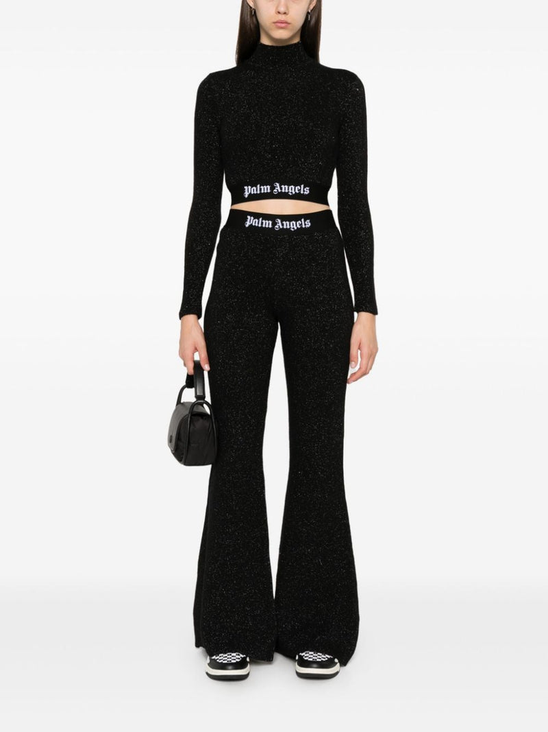 Palm Angels Logo lurex flared trousers | Urbalenti™ NYC