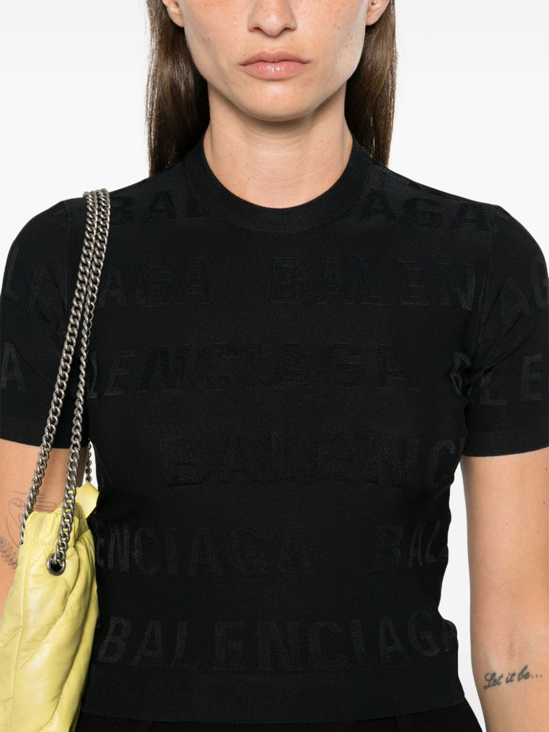 Balenciaga jacquard logo crop top | Urbalenti™ NYC