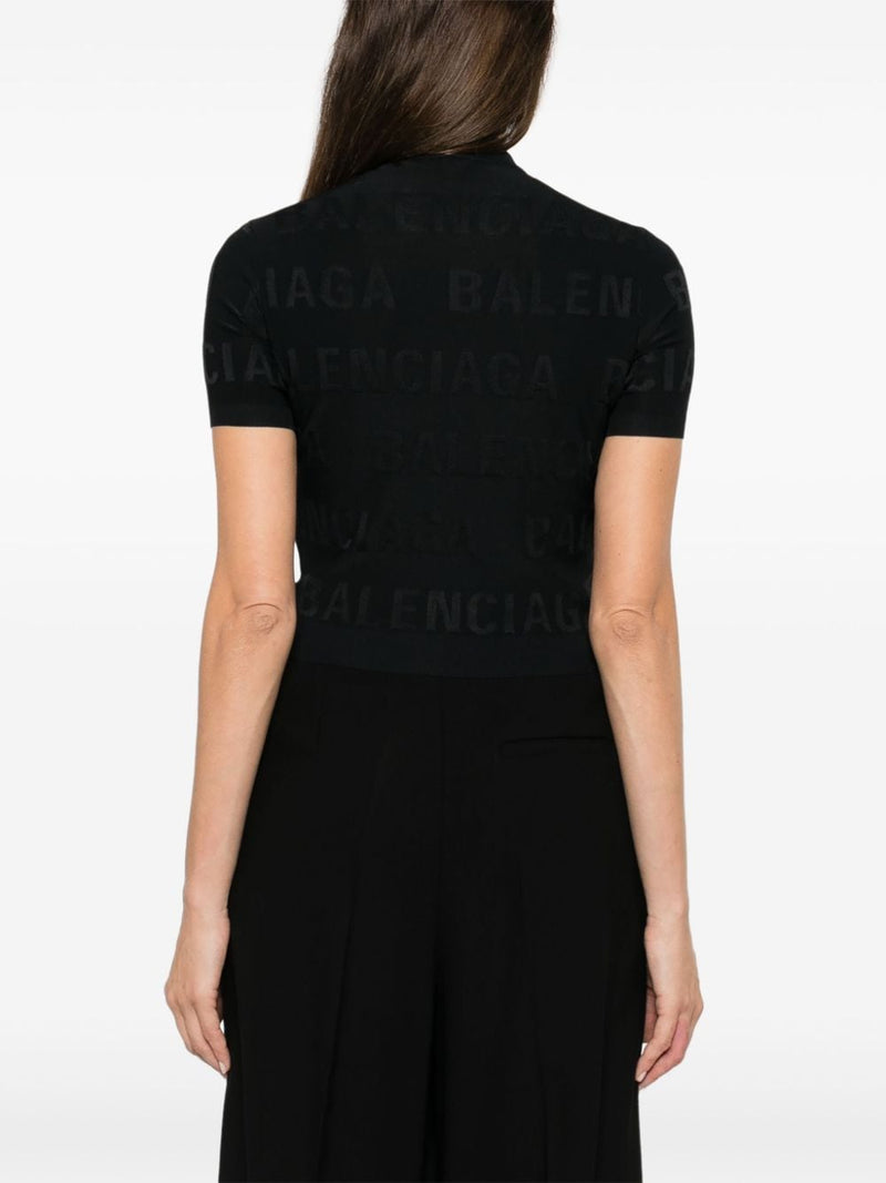 Balenciaga jacquard logo crop top | Urbalenti™ NYC