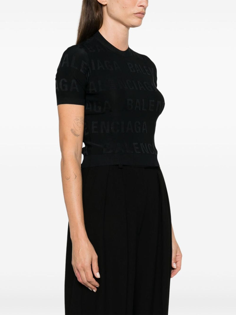 Balenciaga jacquard logo crop top | Urbalenti™ NYC