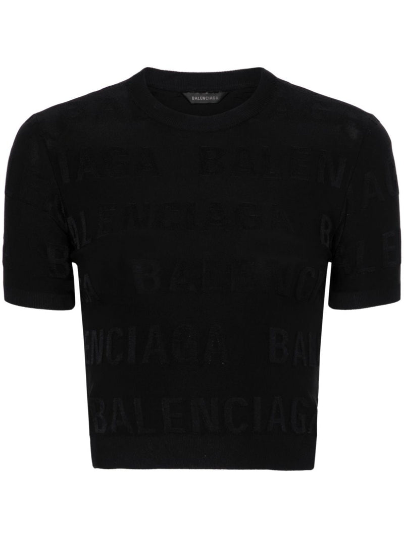 Balenciaga jacquard logo crop top | Urbalenti™ NYC