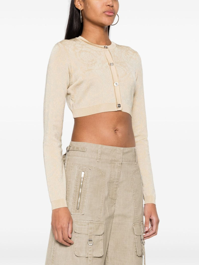 Versace Barocco lurex cropped cardigan | Urbalenti™ NYC