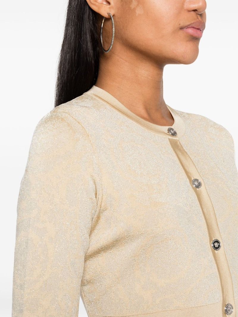 Versace Barocco lurex cropped cardigan | Urbalenti™ NYC