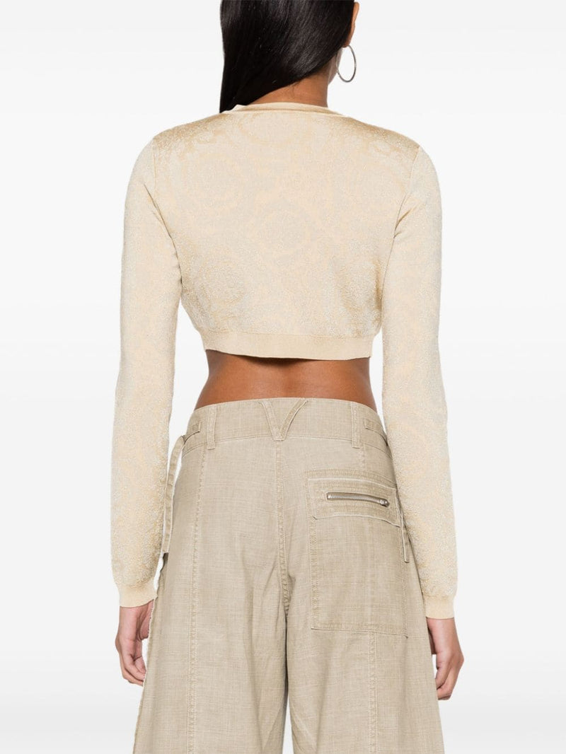 Versace Barocco lurex cropped cardigan | Urbalenti™ NYC