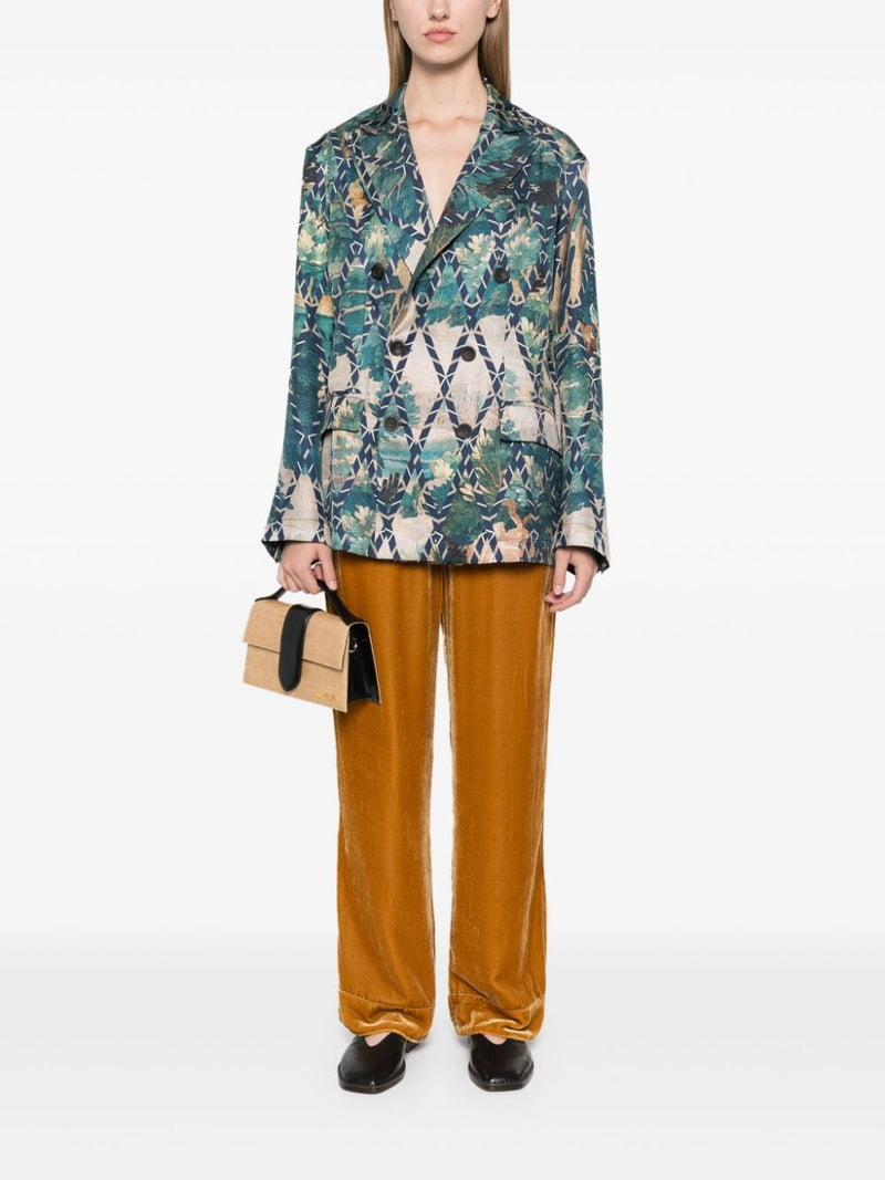 Pierre Louis Mascia Pierre Louis Mascia English rear vents straight hem Printed silk jacket